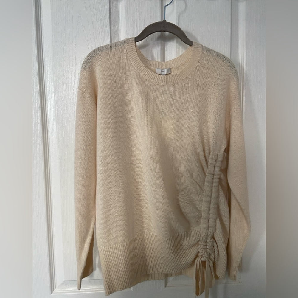 Joie NWT Cream Cashmere/Wool Sweater with Ruched Detail SIZE M